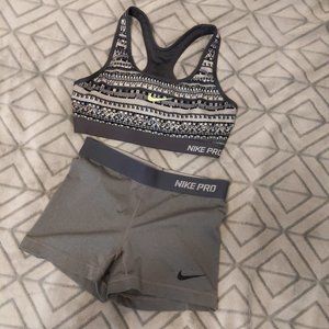 Nike Pro Shorts and Bra Set